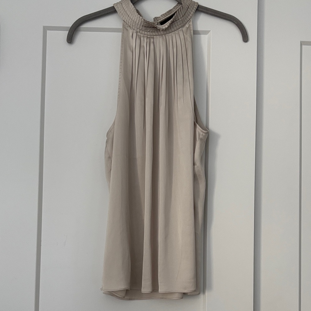 White House Black Market Taupe Halter Blouse